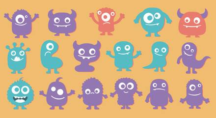 Obraz premium set of funny cartoon monsters