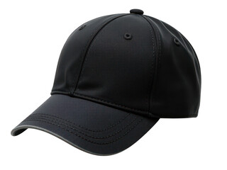 Black baseball cap mockup isolated on transparent background
