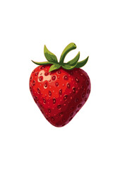 Single fresh realistic strawberry isolated on white background. Pro Photo

