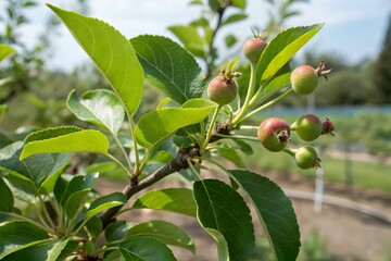 green gooseberries on a branch