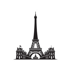 Obraz premium Bastille Day Silhouette Vector Illustration, Solid White Background.