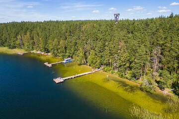 Lake Shore With Pier in Labanoras Regional Park in Lithuania