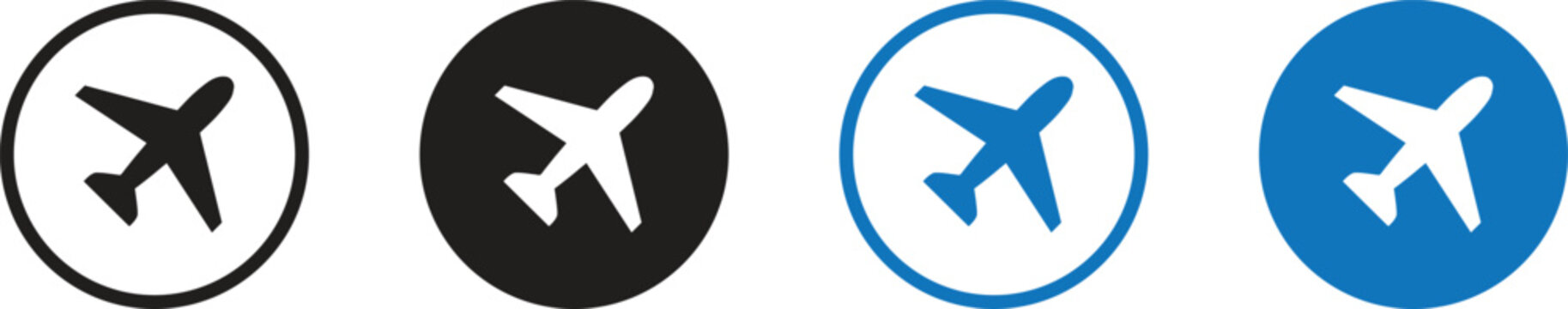 Airplan set of silhouette. Airplane icon set vector on white background