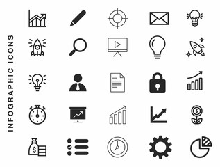 Business finance vector icons set for web design and technology