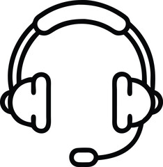 Headset Icon Vector &ndash; Line Outline Symbol for Call Center, Communication, and Audio Support Services