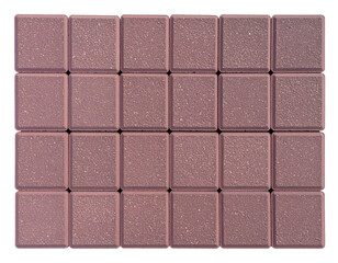 Top view of red concrete square paving stones   isolated on transparent or white background	
 