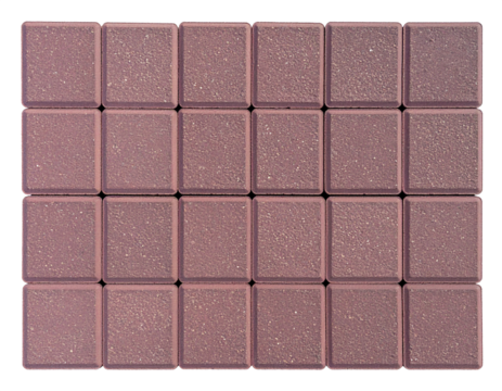 Top view of red concrete square paving stones   isolated on transparent or white background	
 