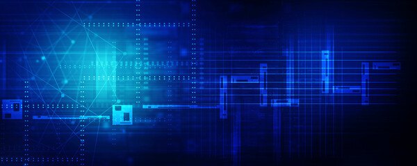 2d illustration Abstract futuristic electronic circuit technology background