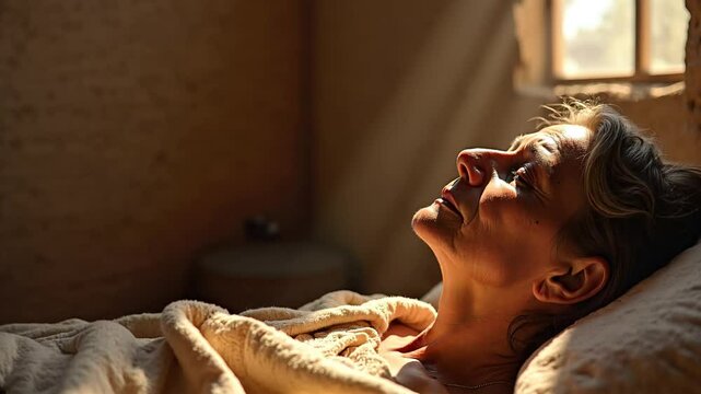 Peter's Mother-in-Law lays on the bed sick