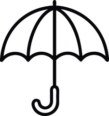 Minimalist Umbrella Icon – Black and White Vector for Rain, Weather, and Seasonal Protection Concepts