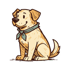 Fototapeta premium Cute Hand-Drawn Illustration of a Sitting Dog with a Happy Expression – Perfect for Pet Branding, Kids Products, and Animal-Themed Designs
