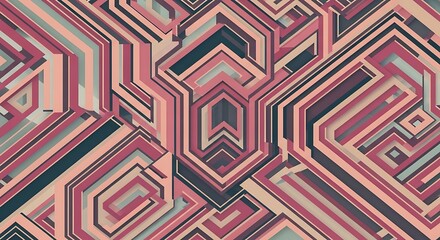 Colorful geometric pattern with layered shapes creating an abstract design in digital art