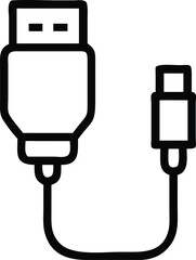 Abstract Flat Electric Plug and Cable Icon – Stylish Technology and Energy Vector Illustration