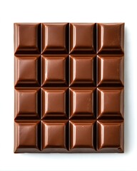 Dark Chocolate flavorful baking A glossy chocolate bar with square segments, showcasing rich brown tones and smooth texture.