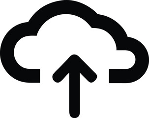 Minimalist Cloud Upload Icon – Black and White Vector Illustration for Digital Storage and Transfer