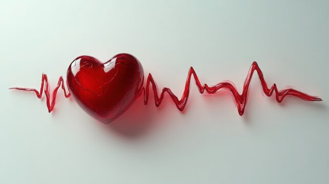 The rhythm of life a shimmering red heart beats strong with a vibrant pulse against a soft gradient