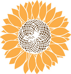 Yellow sunflower bud vector clipart. Hand-drawn flower illustration