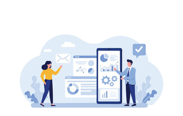Streamlining Business Processes Mobile-First Data Analysis and Collaboration for Enhanced Efficiency, business illustration