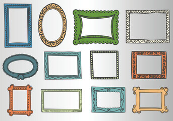 Different Type Of Frame's For Graphic Designing.With A White Background.