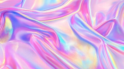 Fototapeta premium Iridescent Fabric Texture with Rainbow Colors and Soft Folds