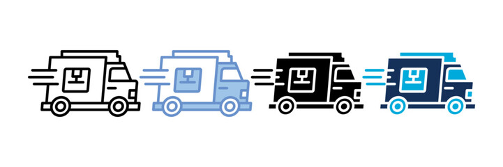 Delivery Truck Icon Set Multiple Style Collection