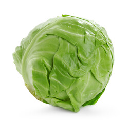 Whole fresh green cabbage isolated on white