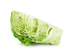 Fototapeta premium Cut fresh green cabbage isolated on white