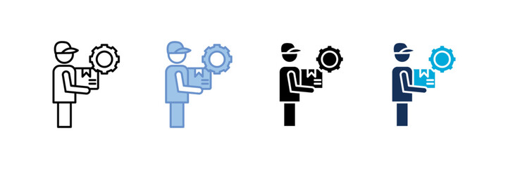 Delivery Worker Icon Set Multiple Style Collection