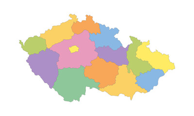 Multicolor Map of Czech Republic with Regions