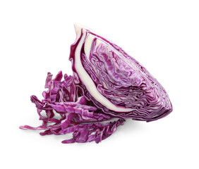 Obraz premium Cut fresh red cabbage isolated on white