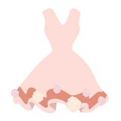 Fancy Dress PNG Clipart – Pink Dress with Flowers - Pastel Laundry & Clothing Care PNG Clipart – Cute Home Chores Icons with Transparent Background