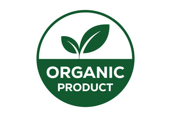 Organic Product Label with Leaves Eco Natural Badge Vector Icon