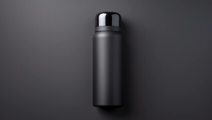 Fototapeta premium black thermos cup on black background