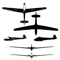 Two-seater glider vector set for laser and vinyl cut