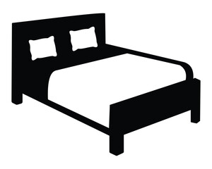 Bed icon, vector flat illustration. Silhouette of pillows on the top of the bedroom bed isolated on white background. Vector illustration. eps 10