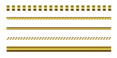 Golden elements for design. Golden lines and dotted lines isolated on white background.