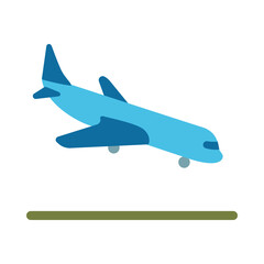 Airplane landing illustration, clipart, isolated on white background