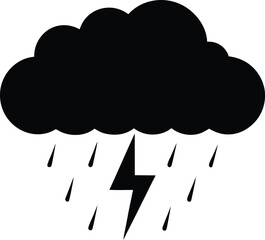 Rain cloud vector silhouette vector, Rain cloud thunderstorm icon silhouette vector design illustration