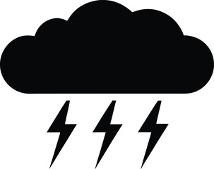 Rain cloud vector silhouette vector, Rain cloud thunderstorm icon silhouette vector design illustration