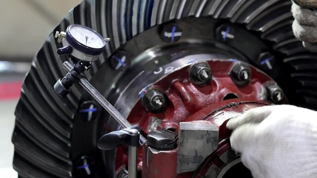 The process of measuring backlash on a differential involves using a dial indicator to measure the distance between the ring gear and pinion gear as they rotate.
