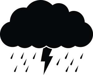 Rain cloud vector silhouette vector, Rain cloud thunderstorm icon silhouette vector design illustration