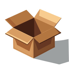 Vector illustration of a brown open cardboard box for packaging delivery and storage.