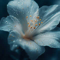 A detailed close up shot of a blooming flower with soft dramatic lighting that creates a contemporary cinematic atmosphere