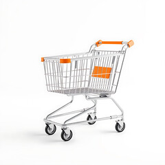 Empty Miniature Shopping Cart Isolated on White Background