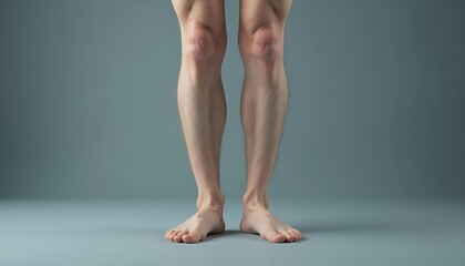 Standing Human Legs with Feet on Grey Background