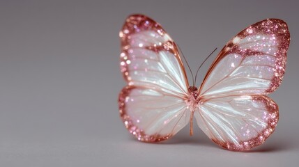 Naklejka premium Elegant Rose Gold Glitter Butterfly Nature Beauty Sparkle Wings