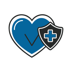 Obraz premium Blue heart with health shield symbolizing health care and protection 