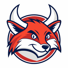 Cartoon Fox Head Mascot Logo with Circular Background Design