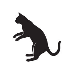 Black cat silhouette vector illustration on white background, isolated feline pet