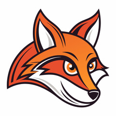 Cartoon Fox Head Mascot Logo with Orange Fur and White Accents